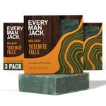 Every Man Jack Cold Processed Mens Bar Soap - Yosemite Falls Scent w/notes of Earthy Eucalyptus & Invigorating Pine - Deeply Cleans, Hydrates w/Naturally Derived Ingredients - (3 Pack)