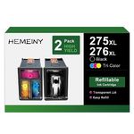 HEMEINY 275XL 276XL Refillable Ink Cartridges Compatible with Canon Pixma TR4720 TR4722 TR4700 TS3522 TS3520 TS3500 Printer