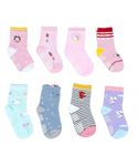 NEOBABY Cotton Anti Slip Grip Dotted Regular Socks For Kids & Babies Boys & Girls (Random Designs/Assorted) 4 Years-5 Years-Pack Of 6 Girls, Multicolour