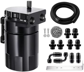 EVIL ENERGY Oil Catch Can, 300ml Baffled Catch Can Kit, Universal Aluminum Air Oil Separator 2 Port with 10AN CPE Fuel Hose & Fitting Kits