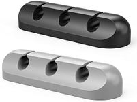 2 Pack Cable Clip - Simr Cord Organizer - Cable Management - 6mm Wire Holder System - Rubber Adhesive Cord Hooks fit Home, Office, Cubicle, Car, Desk Accessories (3, Black Gray)