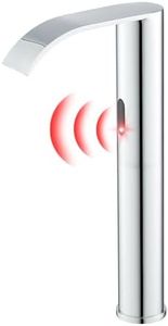 Charmingwater Touchless Bathroom Sink Faucet, Waterfall Vessel Bathroom Faucet with Automatic Sensor, Hands Free Sink Faucet, Tall Modern Lavatory Vanity Mixer Tap, Chrome