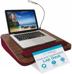 Sofia + SAM Lap Desk with Memory Foam Cushion and USB Light, Fits Laptops Up to 15", Portable Workstation for Home Office with Wrist Rest, Handle, and Detachable Light - Burgundy