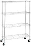 Amazon Basics 4-Shelf Adjustable, Heavy Duty Storage Shelving Unit on 4'' Wheel Casters, Metal Organizer Wire Rack, Chrome (36L x 14W x 57.75H)