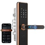 QUBO Smart Door Lock Select from Hero Group | 7-Way Unlocking | Fingerprint | OTP Remote Unlocking | PIN | RFID Card | Mobile App | Mechanical Key | 2 Year Brand Warranty | (Copper)