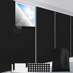 FADOTY Blackout Curtains for Bedroom, Portable 100% Black Out Window Cover Film, Cuttable Blackout Shades Fabric Sheet, No Drill Window Blinds, Sun Heat Light Blocker for Travel Media Dorm, 57'' W