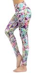 Neonysweets Womens Printed High Waist Tummy Control Yoga Pants Active Workout Leggings With Pockets S