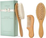 Natemia Baby Hair Brush and Comb Set for Newborns - Wooden Baby Hair Brush and Comb Set - Soft Bristle Hair Brush as Baby Registry Gift Set - Toddler Cradle Cap Brush - Baby Comb & Baby Brush Wooden