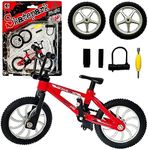 Metal Finger Bike Mountain Bike Toys Functional Kids Finger Bicycle Mini Finger BMX Set Gift for Kid (Red)