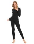 iWoo Thermal Underwear Womens Base Layers Top Leggings Warm Long Sleeve Set Baselayer Long Johns Pretty Soft Manufacturer Size 2, (UK Size: S, Black)