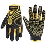 HANDLANDY American Football Gloves Men, Sticky Wide Receiver Grip Gloves, Black and Gold Stretch Fit Football Gloves Adult, L