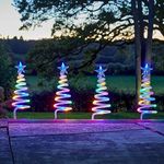 Festive Lights 50cm Christmas Tree Spiral Stake Lights - 40 Battery Powered LEDs with Timer - Outdoor - Pack of 4 (Multicoloured)