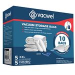 Vacwel 10-Pack Variety - Vacuum Storage Bags for Bedding Storage and Winter Clothes Storage - Vacuum Sealer Bags for Blankets Storage - 5x XXL (47x35in) + 5x Jumbo (43x30in)