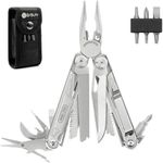 BIBURY Multitool Pliers,19-in-1 Pocket Multi-Tool w/Screwdriver Sleeve,Wire Cutters, Spring-Action Scissors & Nylon Sheath, Stainless Steel Multi-Plier for Survival, Camping, Hunting,Fishing & Hiking