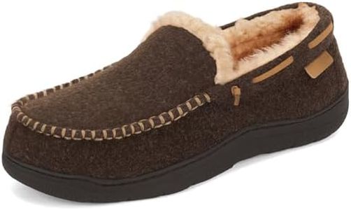 Zigzagger Men's Moccasin Slippers Memory Foam House Shoes, Indoor and Outdoor Warm Loafer Slippers, Felt Coffee, 13 M US