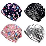 XYIYI Womens Beanie Chemo Headwear Hat Stretch Infinity Scarf Head Wrap Cap Cancer Hats (4Pcs Multicolor1)