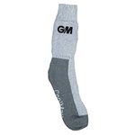 Gunn & Moore GM | Cricket Socks Padded Sole | Teknik Coolmax Moisture Wicking Sports Fabric Mix | Grey with GM Logo | One Size Adult 6-13 | One Pair