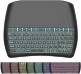 Mini Bluetooth Keyboard, D8 Rechargeable Wireless Keyboard with Touchpad, Backlit Small Keyboard with IR Learning, 2.4G WiFi/BT4.2 Dual Mode for PC, TV Box, iOS, Android, Window, Mac OS