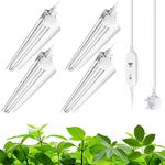 Barrina T8 LED Grow Light for Indoor Plants, 2FT 5000K White Plant Lights Auto On/Off with 4/9/14H Timer, Full Spectrum Grow Light Strip, 96W(4 x 24W), Greenhouse, Linkable Design, 4 Pack