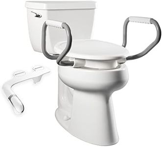 Bemis Assurance 3" Raised Toilet Seat with Handles and Bidet Attachment, Clean Shield Guard, Secure Hinges, Elongated, White