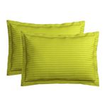 VAS COLLECTIONS Premium 210 TC 100% Pure Cotton Satin Stripes Pillow Cover Set of 2 Pcs, for Hotel Hospital Uses, 18x28 inches - Parrot