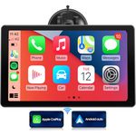 Portable Car Stereo Wireless CarPlay - 9 Inch Wireless Android Auto Car Screen - Bluetooth IPS Display Mirror Link GPS Navigation