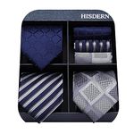 HISDERN Lot 3 PCS Classic Men's Tie Set Necktie & Pocket Square Elegant Neck Ties Collection