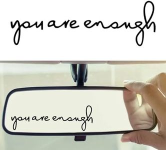 Hirificing You are Enough Rearview Mirror Decal Vinyl Letters Stickers with Heart, Self Positive Affirmation Sticker Girl Women Gift for Vanity Mirror, Rear View Mirror, Window, Water Bottle(Black)