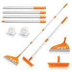 BURFERLY Mulitfunctional Replaceable Silicone Broom, Pet Hair Remover - Smart Broom for Indoor Cleaning, Fine Dust, Hair, Liquids - for Floors, Rugs, Skirting Line (Broom Brush Set, Orange)