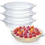 4 Pack Glass Pie Pan for Baking, 8 Inches Deep Dish Pie Pans, Round Baking Dish, Clear Glass Pie Plate for Apple Pie, Pumpkin Pie, Pot Pies, Quiche