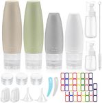 18 Pcs Travel Bottles for Toiletries, Homgaty TSA Approved Refillable Toiletry Containers Leak Proof Squeezable Silicone Travel Bottles Kit for Shampoo Conditioner Lotion Body Wash (2oz/3oz)