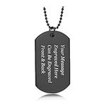 howson london Personalised Dog Tag Pendant Mens Necklace Fathers Day Army Card Identity Necklace Gift for Him Boyfriend Husband Dad Birthday Christmas Thank You Teacher Gifts(Black)