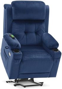 MCombo Large Dual Motor Power Lift Recliner Chair with Massage and Heat for Elderly People, Adjustable Headrest, Infinite Position, USB Ports, Fabric 7662 (Navy Blue, Large)