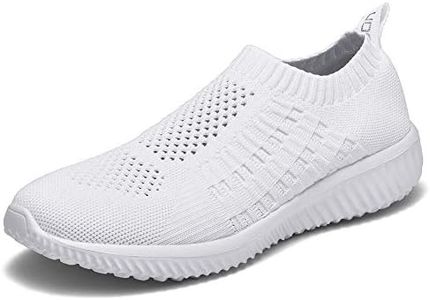 TIOSEBON Women's Athletic Walking Shoes Slip on Casual Mesh Sneakers All White 12.5 US Wide
