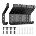 susswiff 10-Pack Wall Hooks for Hanging Coat: 10KG Metal Strong Hook with Screw, Individual Hangers for Clothes Towel, for Bathroom Door, Black 10cm