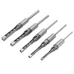 Square Hole Drill Bit Sets, 5Pcs Woodworking HSS Wood Mortising Chisel Countersink Set, Square Hole Mortise Drill Bit Tools for Carpenter, 1/4, 5/16, 3/8, 7/16, 1/2 inches (6.4/8/9.5/11/12.7mm)