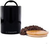AirScape Ceramic Coffee and Food Storage Canister - Patented Airtight Inner Lid with Two Way Valve Preserves Food Freshness - Glazed Ceramic with Bamboo Top (Obsidian Black, Medium)