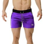 BROKIG Mens 5" Gym Fitness Shorts Running Workout Short Pants Elastic Waistband with Pockets (XL, Purple)