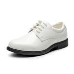 Bruno Marc Boy's Classic Oxfords Dress Shoes (Toddler/Little Kid/Big Kid), White-pat, 5 US Big Kid