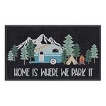 comfoyar Camper RV Door Mat, Home is Where We Park It Camping Door Mat for Campervan Caravan Motorhomes, Decorative Camp Doormat for Indoor Outdoor Front Entrance, 23.6"x 15.7"