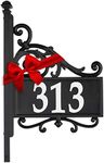 Whitehall Products 14337 Nite Bright Acanthus Reflective Post Sign Address Plaque, Black/White