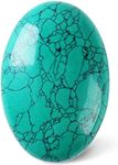 CASMON Oval Palm Stones, Pocket Massage Worry Stone for Anxiety Stress Relief Therapy, Natural Polished Energy Stone Healing Crystal (1PC), 60*40*20mm, Turquoise