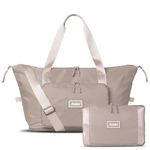 The Foldie® Foldable Travel Tote Bag for Women - Weekender Bags for Women, Item Travel Bag, Beige, One Size, One Size