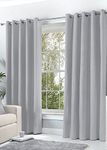 Hachette Thermal Blackout Curtains Eyelet Ring Top Including Pair of Tiebacks (Silver Grey, 46" x 54")