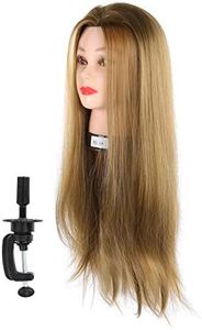 Cabeza de Muñeca de Cosmetología, Cabeza de Maniquí Portátil de 65 Cm, Práctica para Peinar, Cortar, Tejer Y Rizar