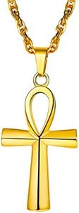 PROSTEEL Gold Ankh Necklace 18K Plated African Egyptian Men Women Jewelry Mythology Vintage Key To Life Egypt Hiphop Hip Hop Cross Pendant Chain