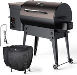 KingChii Portable Electric Wood Pellet Grill & Smoker with Foldable Legs, 456 SQ.IN Grill Capacity, with PID Temperature Control (180-425°F) for Backyard Camping Bake and Roast, Black with Cover