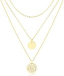 LOLIAS 18K Gold Layered Necklaces Women Boho Disc Necklace Gold Pendant Necklace Women Gold, Rosegold& Silver Coin Choker Necklace Gold Multi Layered Necklaces Adjustable