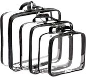 Clear Compression Packing Cubes 3 Set - Bags for Travel - Luggage Cube Organizer - Cosmetic Bags Black