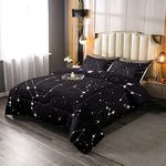 Galaxy Comforter Twin Size For Kids Girls Boys Outer Space Starry Sky Comforter Set Teens Constellation Twinkle Stars Bedding Set Microfiber Super Soft Black White Milky Way Bed Set with Comforter